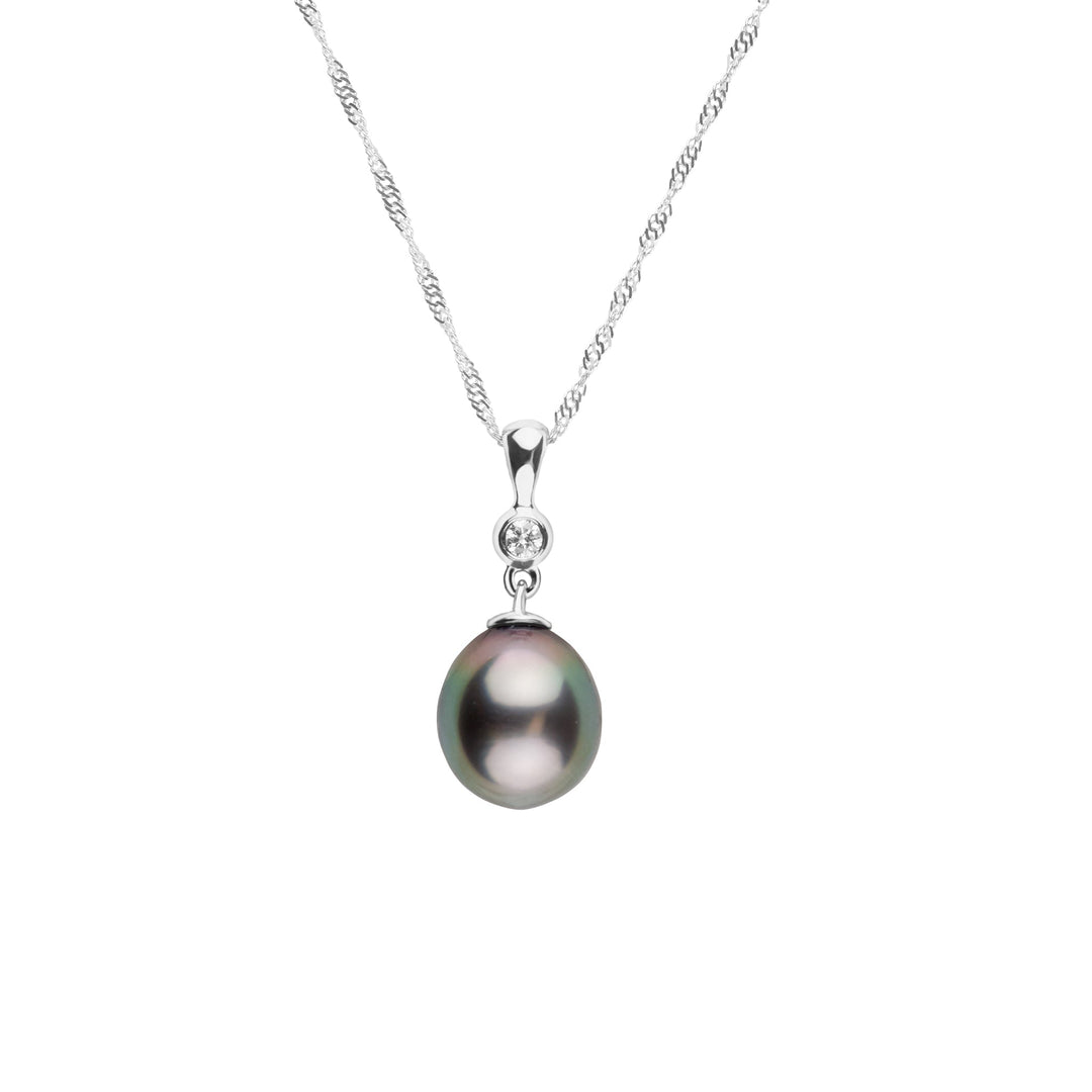 Romantic Collection 9.0-10.0 mm Tahitian Drop Pearl and Diamond Pendant