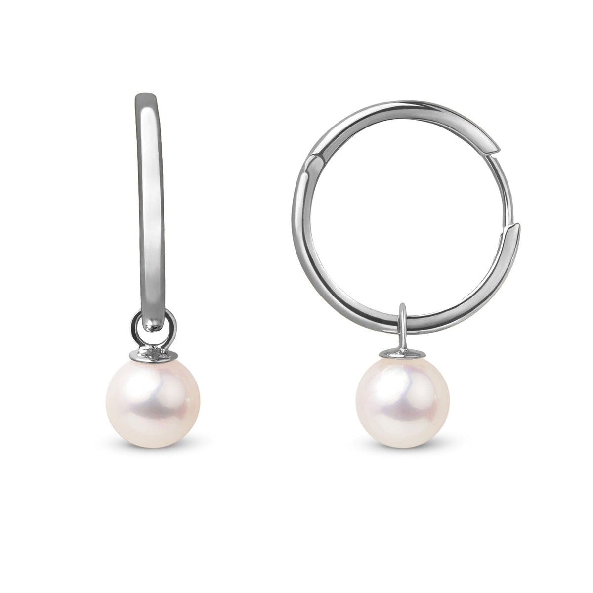 7.5-8.0 mm White Freshadama Pearl Endless Hoop Earrings White Gold