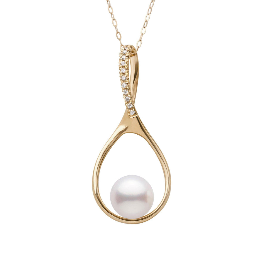 Wishbone Collection 7.5-8.0 mm Freshadama Pearl and Diamond Pendant Yellow Gold