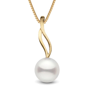 Wisp Collection 10.0-11.0 mm Freshadama Pearl Pendant featuring a lustrous round freshwater pearl set on an elegant 14K yellow gold swirling bail.