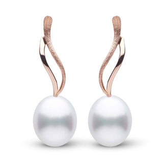 Wisp Collection Drop White South Sea 9.0-10.0 mm Pearl Earrings Rose Gold