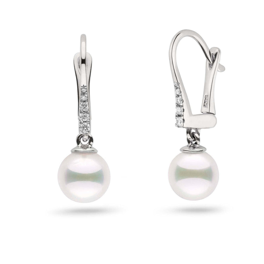 Allure Collection Akoya 7.0-7.5 mm Pearl & Diamond Dangle Earrings in white gold