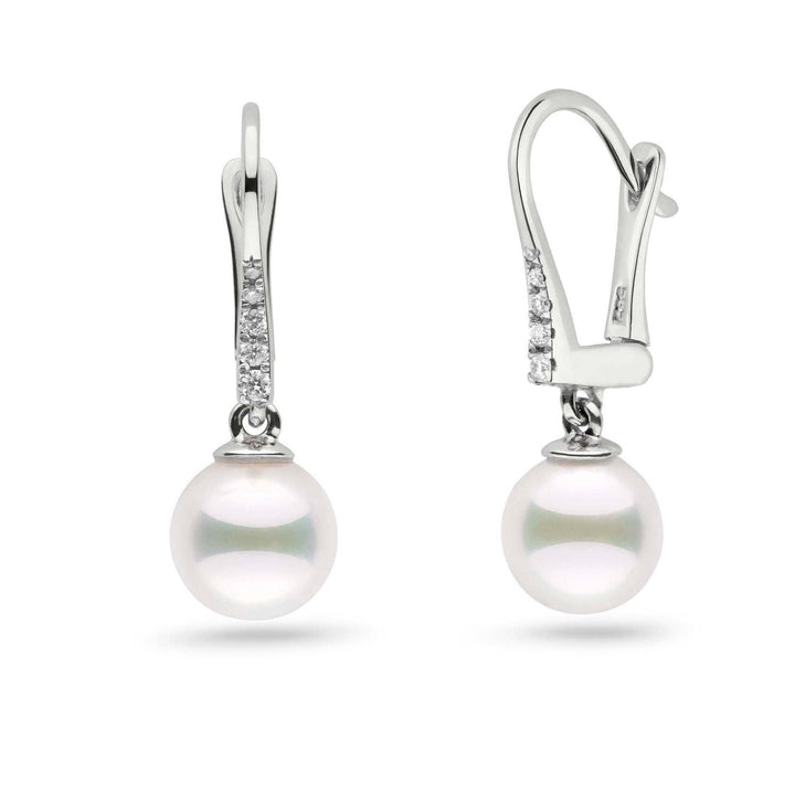 Allure Collection Akoya 7.5-8.0 mm Pearl & Diamond Dangle Earrings in white gold