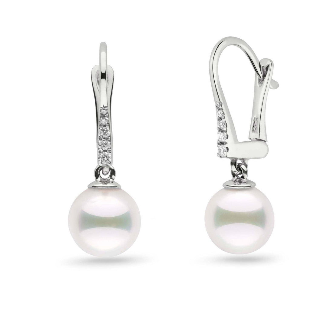 Allure Collection Akoya 8.0-8.5 mm Pearl & Diamond Dangle Earrings White Gold