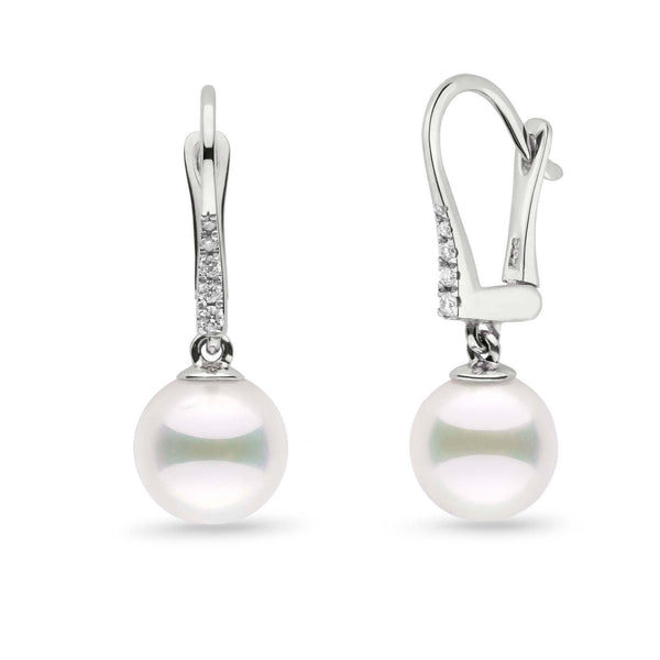 Allure Collection Akoya 8.5-9.0 mm Pearl & Diamond Dangle Earrings white gold