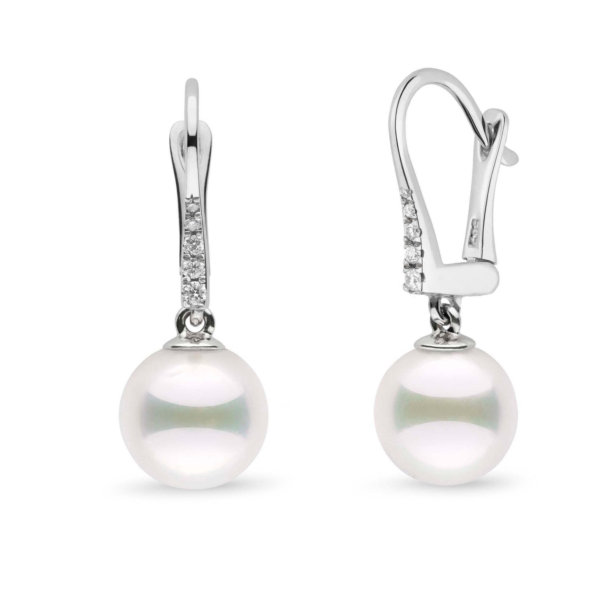 Allure Collection Akoya 9.0-9.5 mm Pearl & Diamond Dangle Earrings white gold