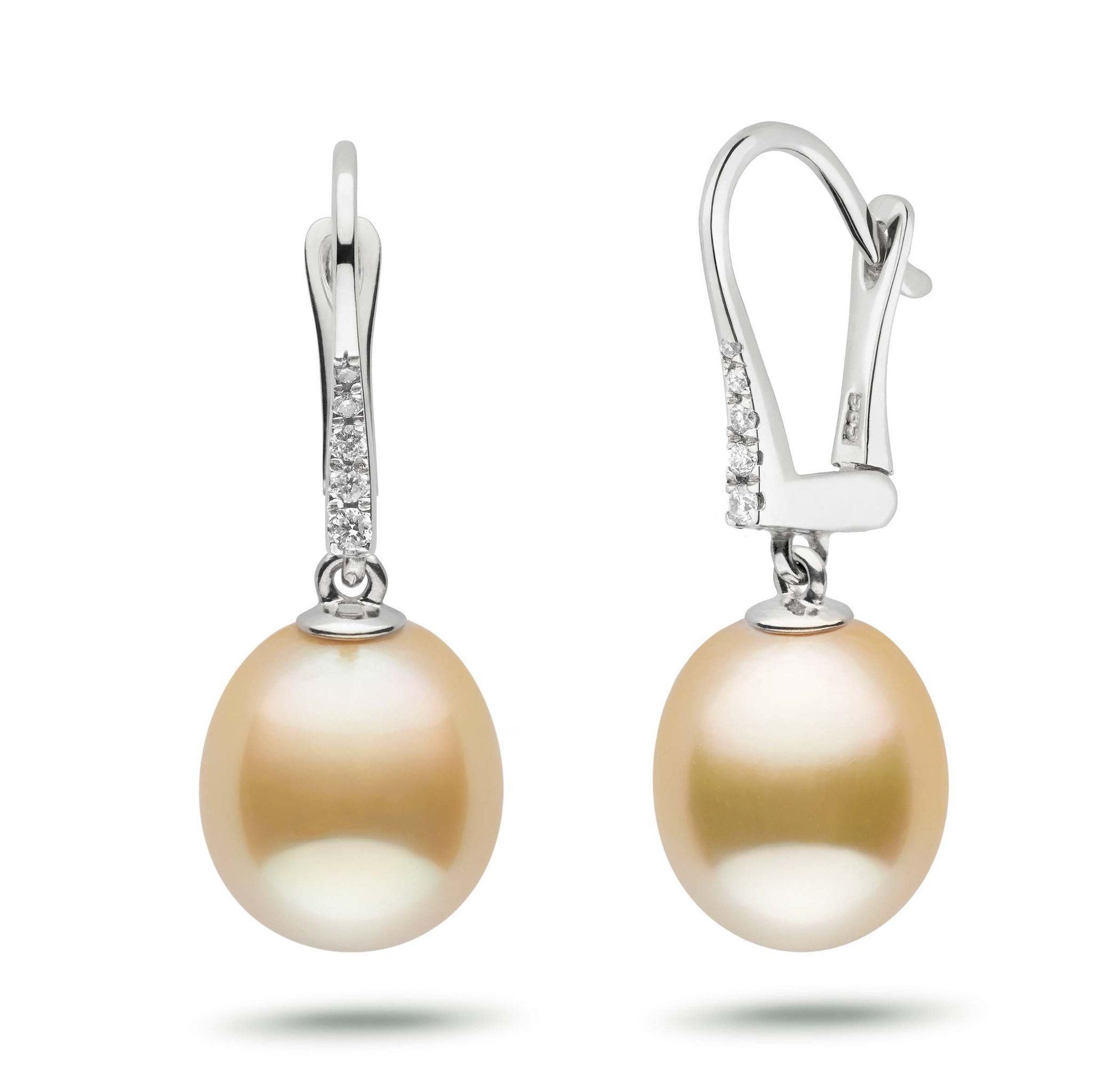 Allure Collection Drop Golden South Sea 10.0-11.0 mm Pearl & Diamond Dangle Earrings