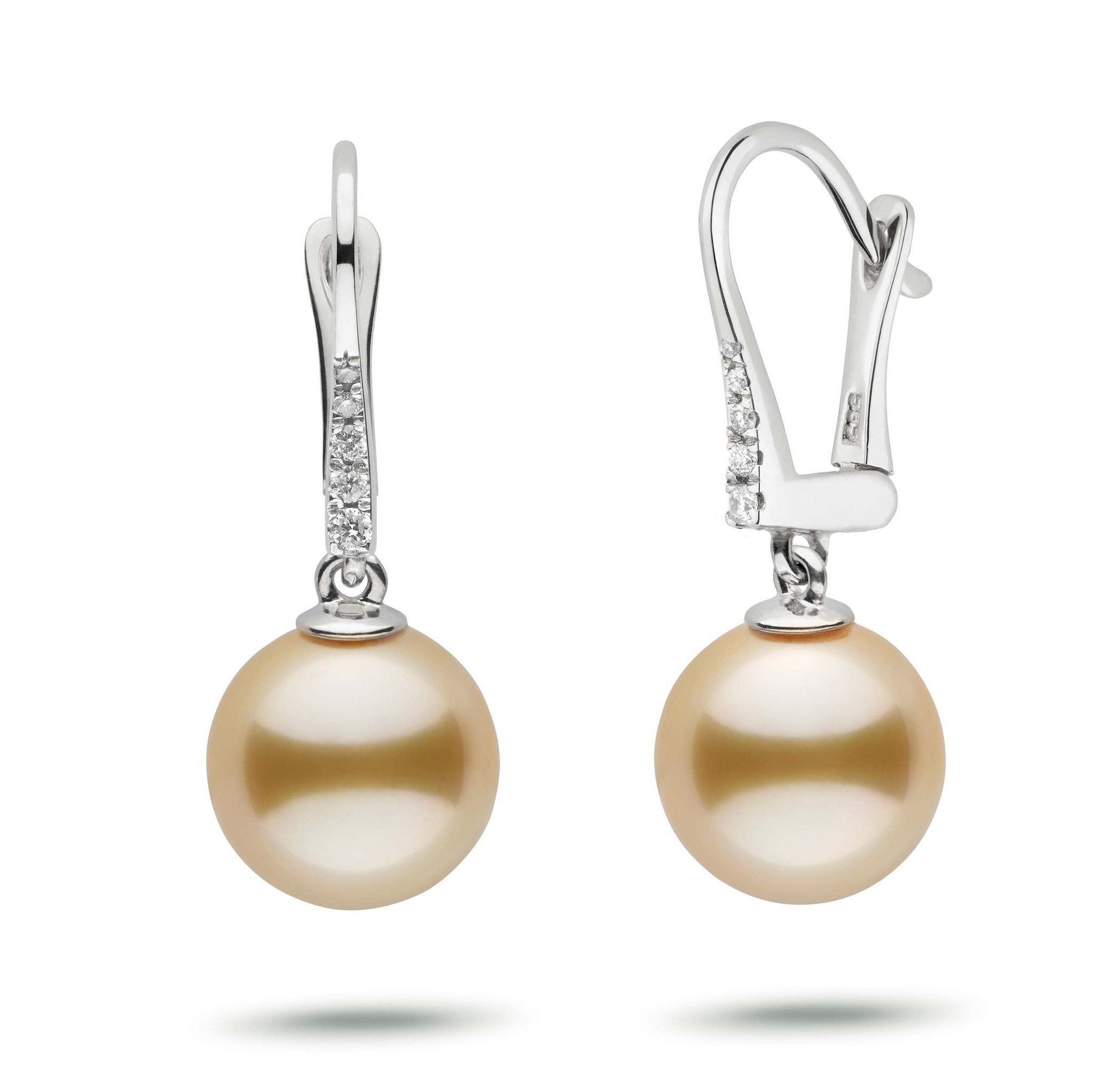 Allure Collection Golden South Sea 10.0-11.0 mm Pearl & Diamond Dangle Earrings
