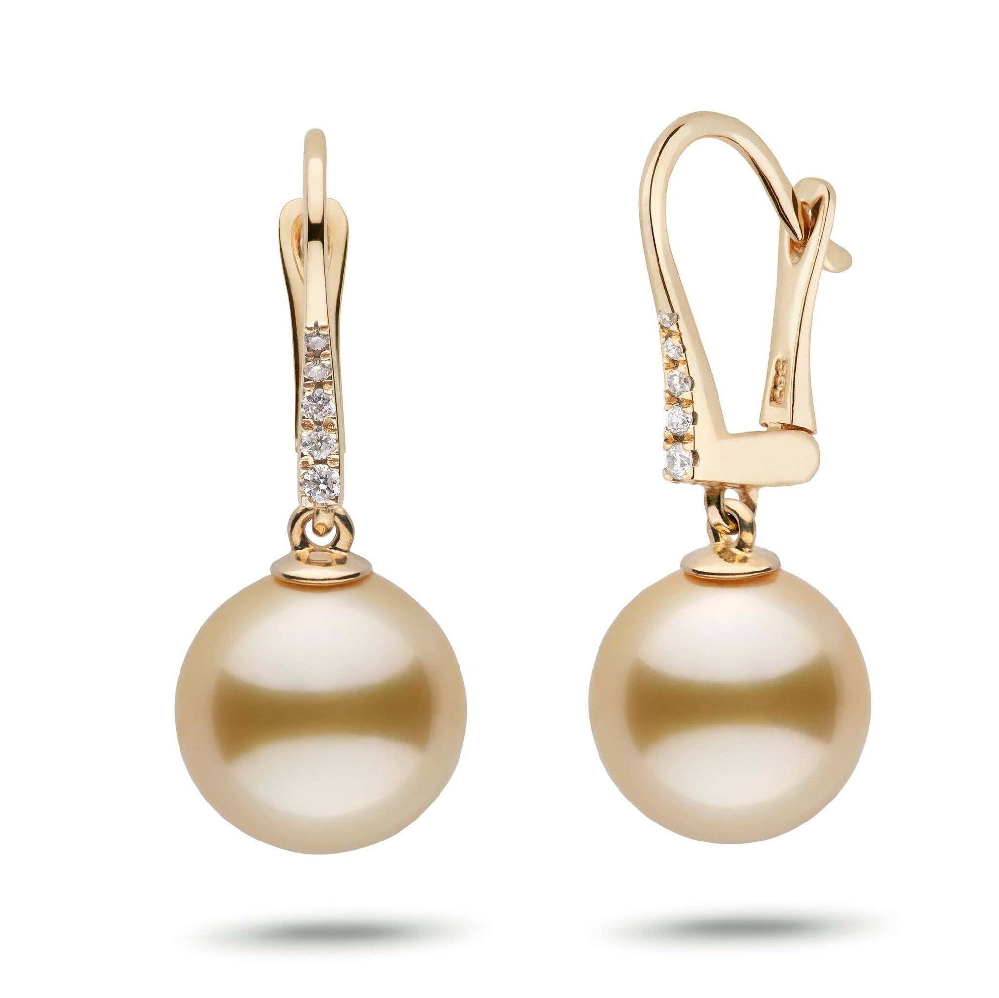 Allure Collection Golden South Sea 11.0-12.0 mm Pearl & Diamond Dangle Earrings