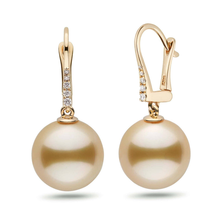 Allure Collection Golden South Sea 13.0-14.0 mm Pearl & Diamond Dangle Earrings