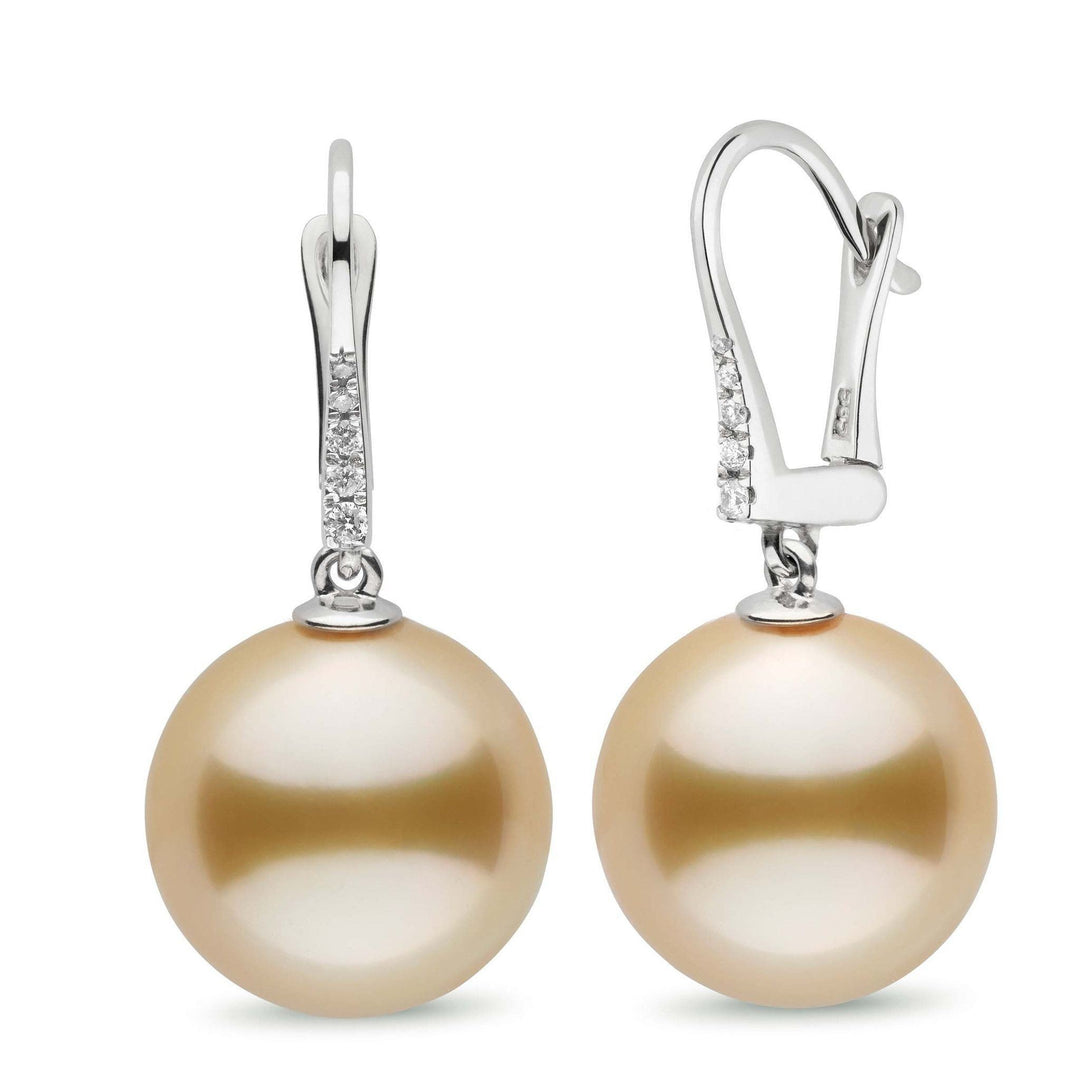 Allure Collection Golden South Sea 14.0-15.0 mm Pearl & Diamond Dangle Earrings wg