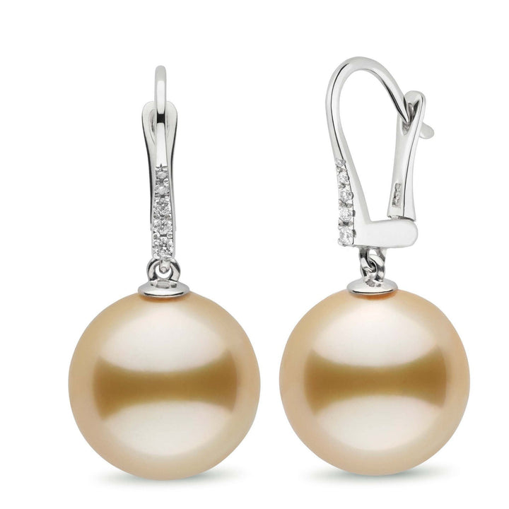 Allure Collection Golden South Sea 14.0-15.0 mm Pearl & Diamond Dangle Earrings wg