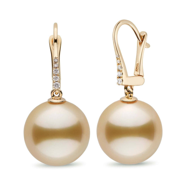 Allure Collection Golden South Sea 14.0-15.0 mm Pearl & Diamond Dangle Earrings yg