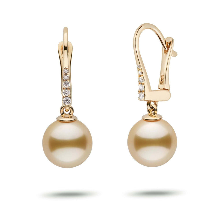 Allure Collection Golden South Sea 9.0-10.0 mm Pearl & Diamond Dangle Earrings