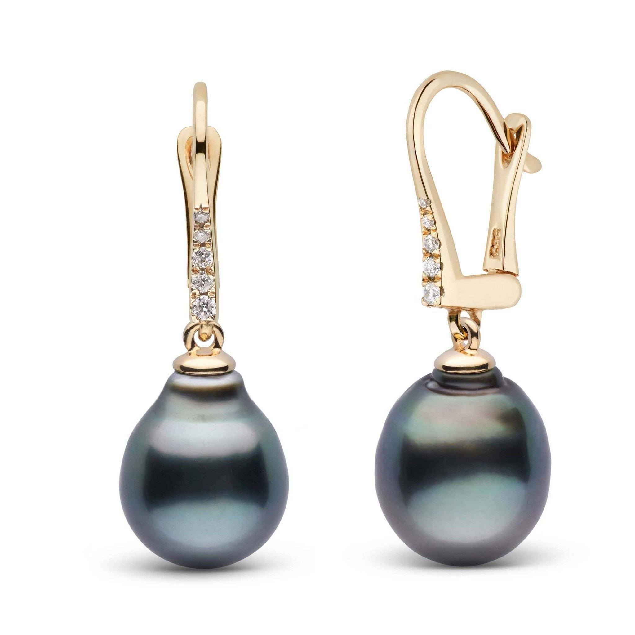 Allure Collection Tahitian Baroque 11.0-12.0 mm Pearl & Diamond Dangle Earrings yellow gold
