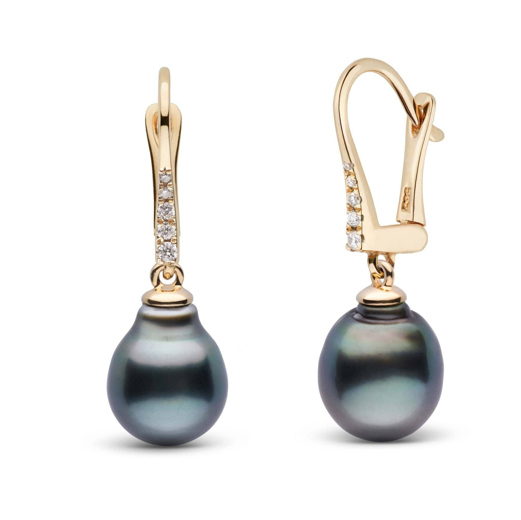 Allure Collection Tahitian Baroque 9.0-10.0 mm Pearl & Diamond Dangle Earrings yellow gold