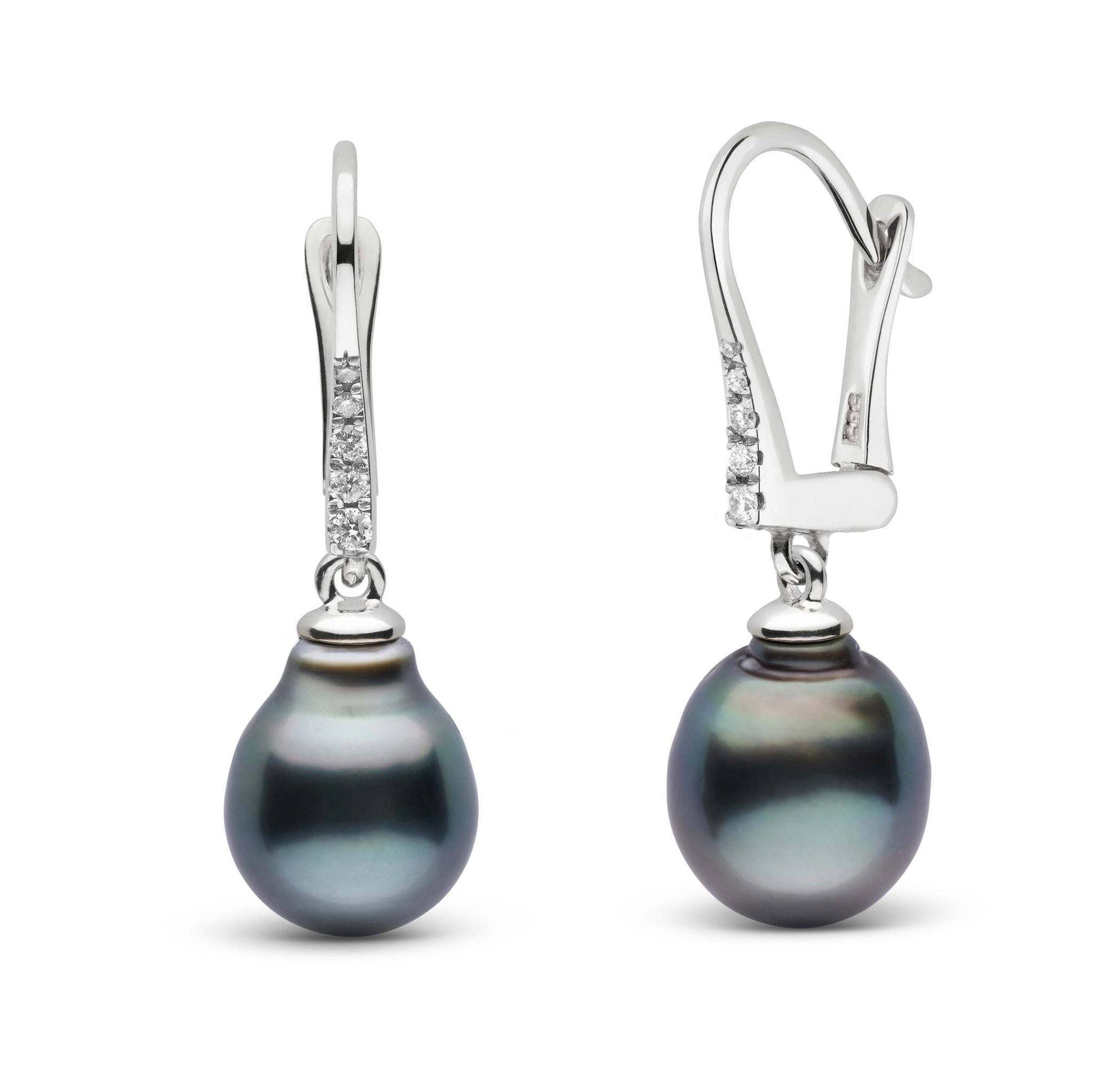 Allure Collection Tahitian Baroque 9.0-10.0 mm Pearl & Diamond Dangle Earrings white gold