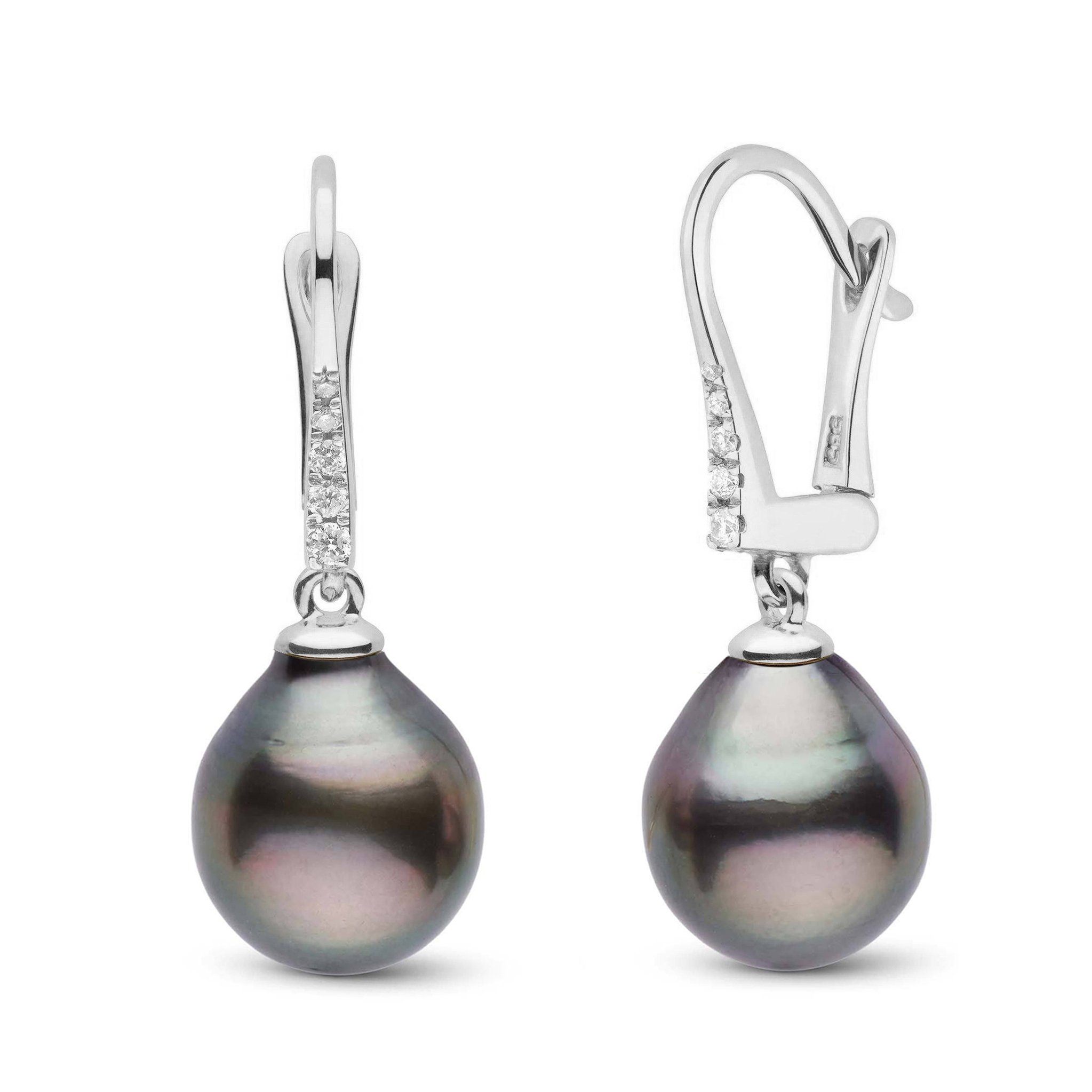 Allure Collection Tahitian Drop 11.0-12.0 mm Pearl & Diamond Dangle Earrings wg