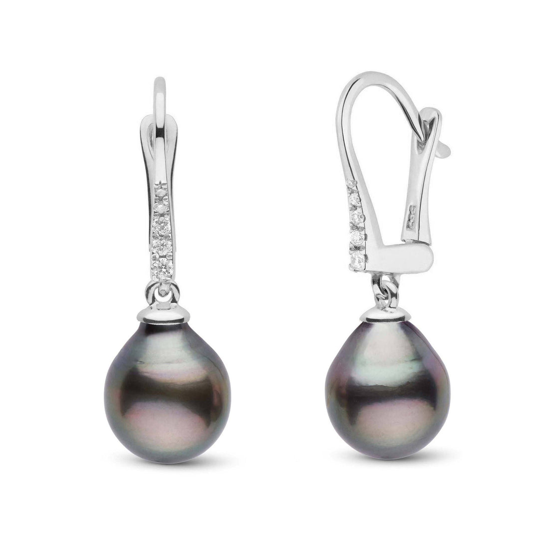 Allure Collection Tahitian Drop 8.0-9.0 mm Pearl & Diamond Dangle Earrings wg