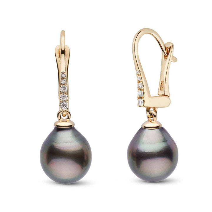 Allure Collection Tahitian Drop 9.0-10.0 mm Pearl & Diamond Dangle Earrings yg