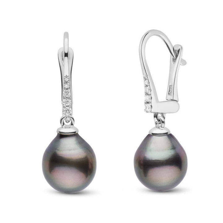 Allure Collection Tahitian Drop 9.0-10.0 mm Pearl & Diamond Dangle Earrings wg