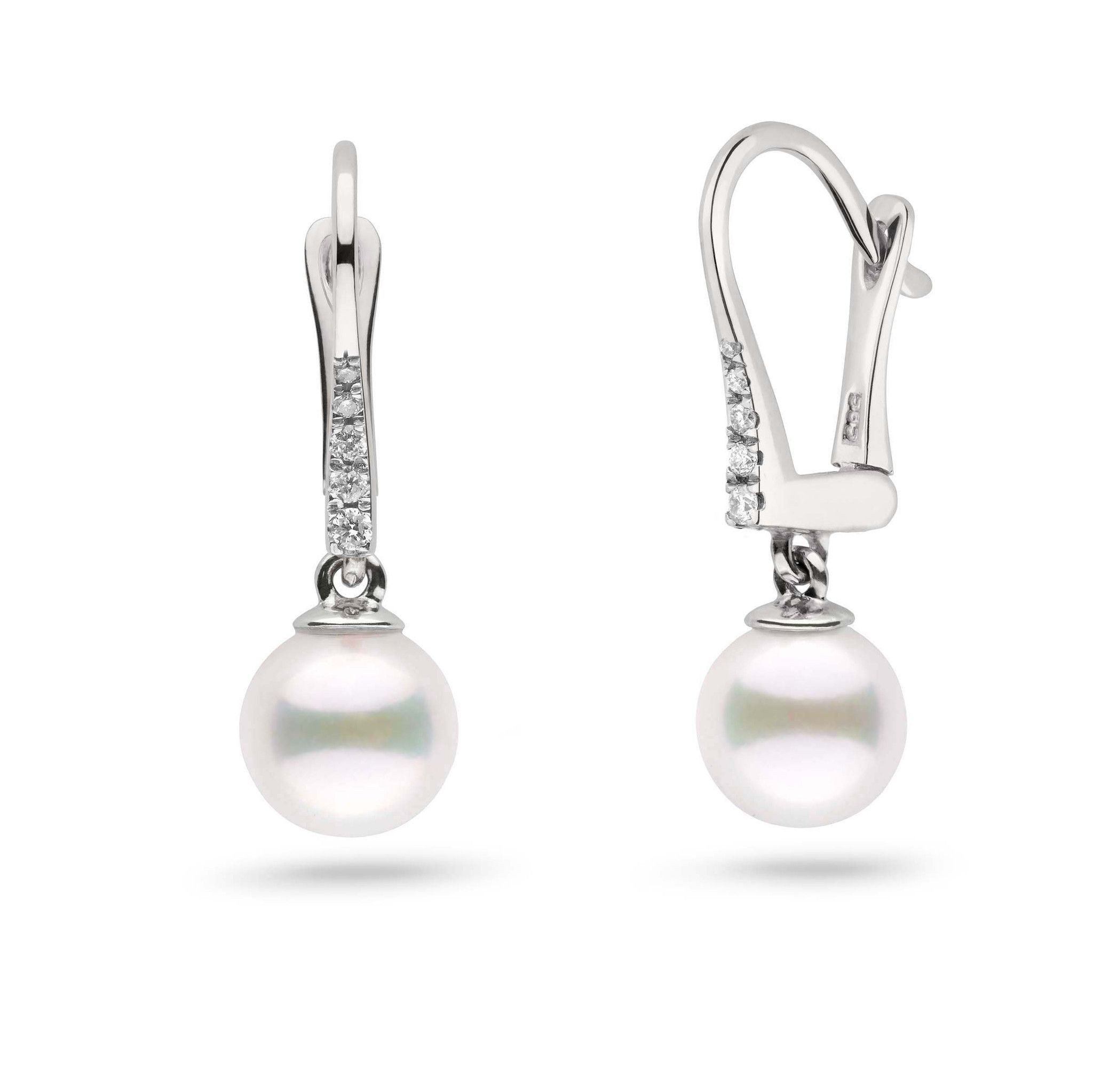 Allure Collection White Freshadama Freshwater 7.5-8.0 mm Pearl & Diamond Dangle Earrings white gold