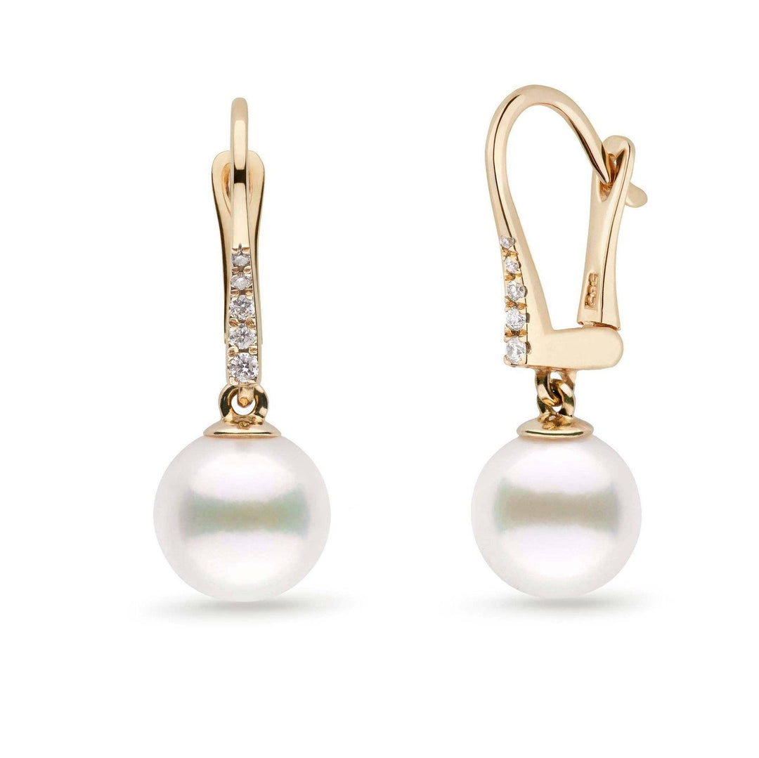 Allure Collection White Freshadama Freshwater 8.5-9.0 mm Pearl & Diamond Dangle Earrings yellow gold