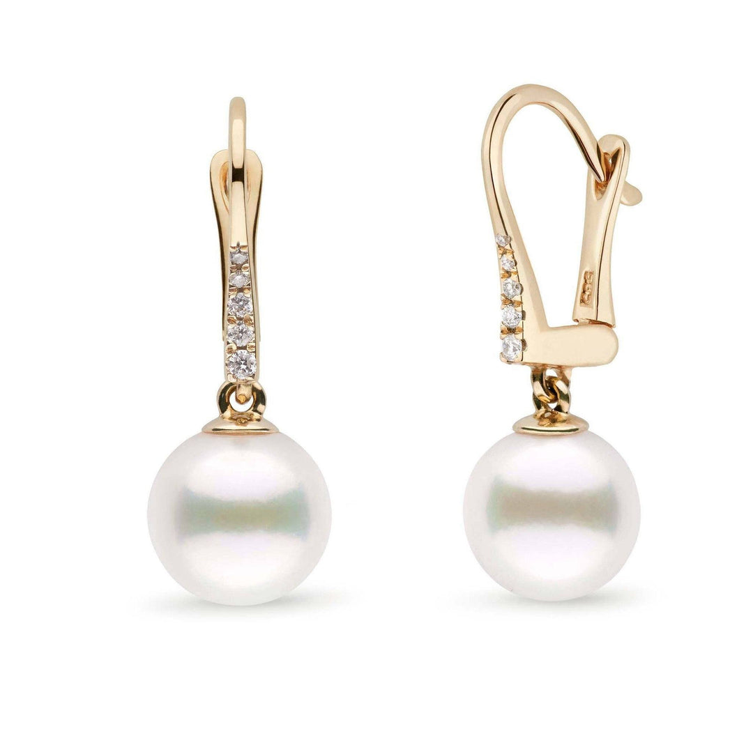 Allure Collection White Freshadama Freshwater 9.0-10.0 mm Pearl & Diamond Dangle Earrings yellow gold