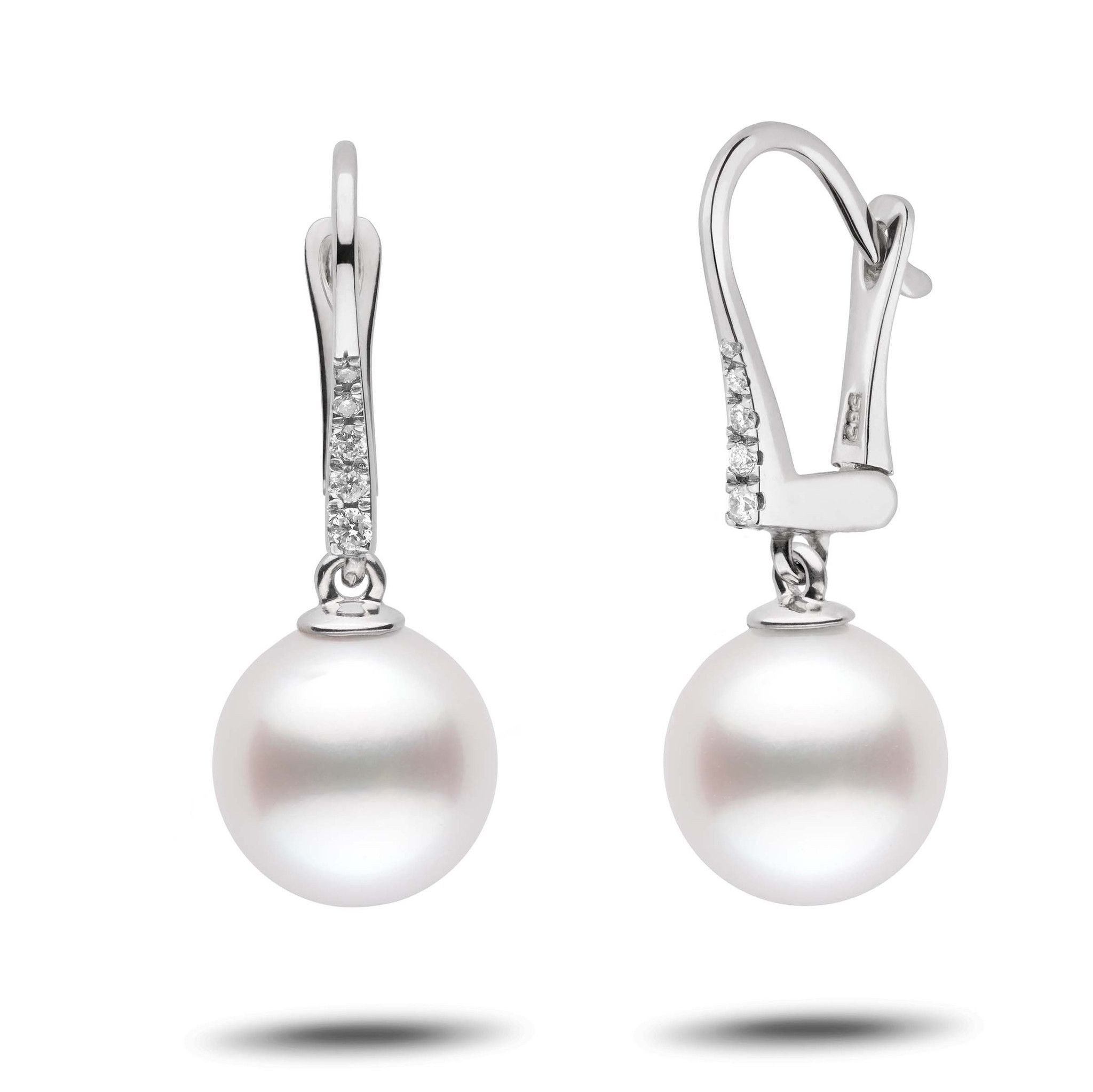 Allure Collection White South Sea 10.0-11.0 mm Pearl & Diamond Dangle Earrings