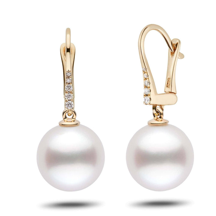 Allure Collection White South Sea 12.0-13.0 mm Pearl & Diamond Dangle Earrings