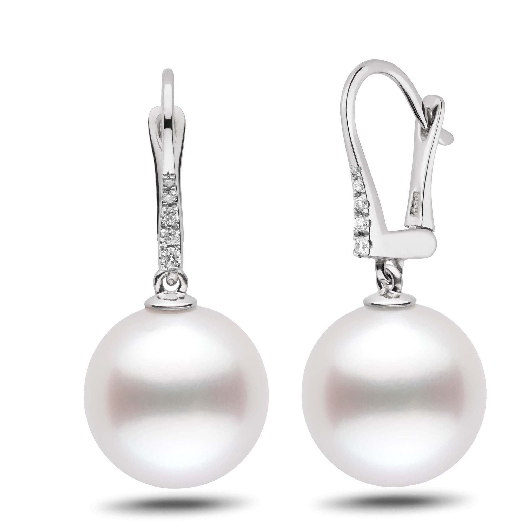Allure Collection White South Sea 13.0-14.0 mm Pearl & Diamond Dangle Earrings