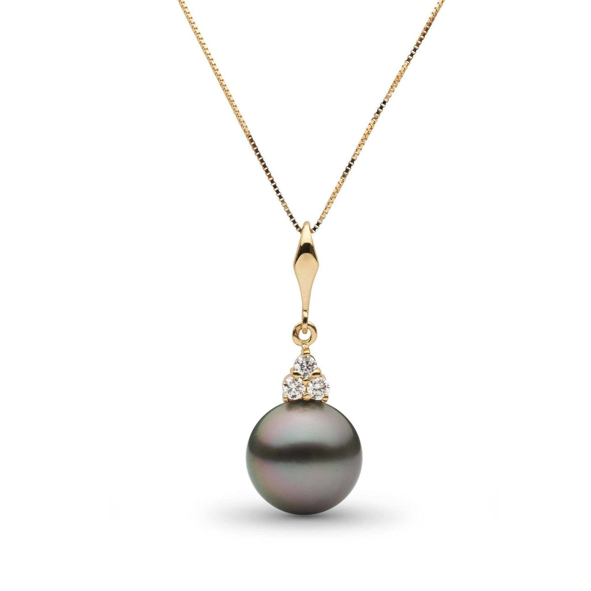 Always Collection 10.0-11.0 mm Tahitian Pearl and Diamond Pendant yellow gold