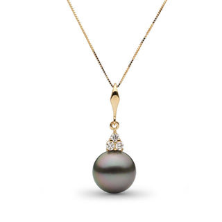 Always Collection 10.0-11.0 mm Tahitian Pearl and Diamond Pendant yellow gold