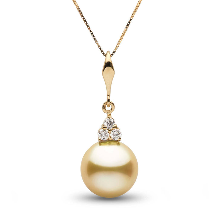 Always Collection Golden 10.0-11.0 mm South Sea Pearl and Diamond Pendant
