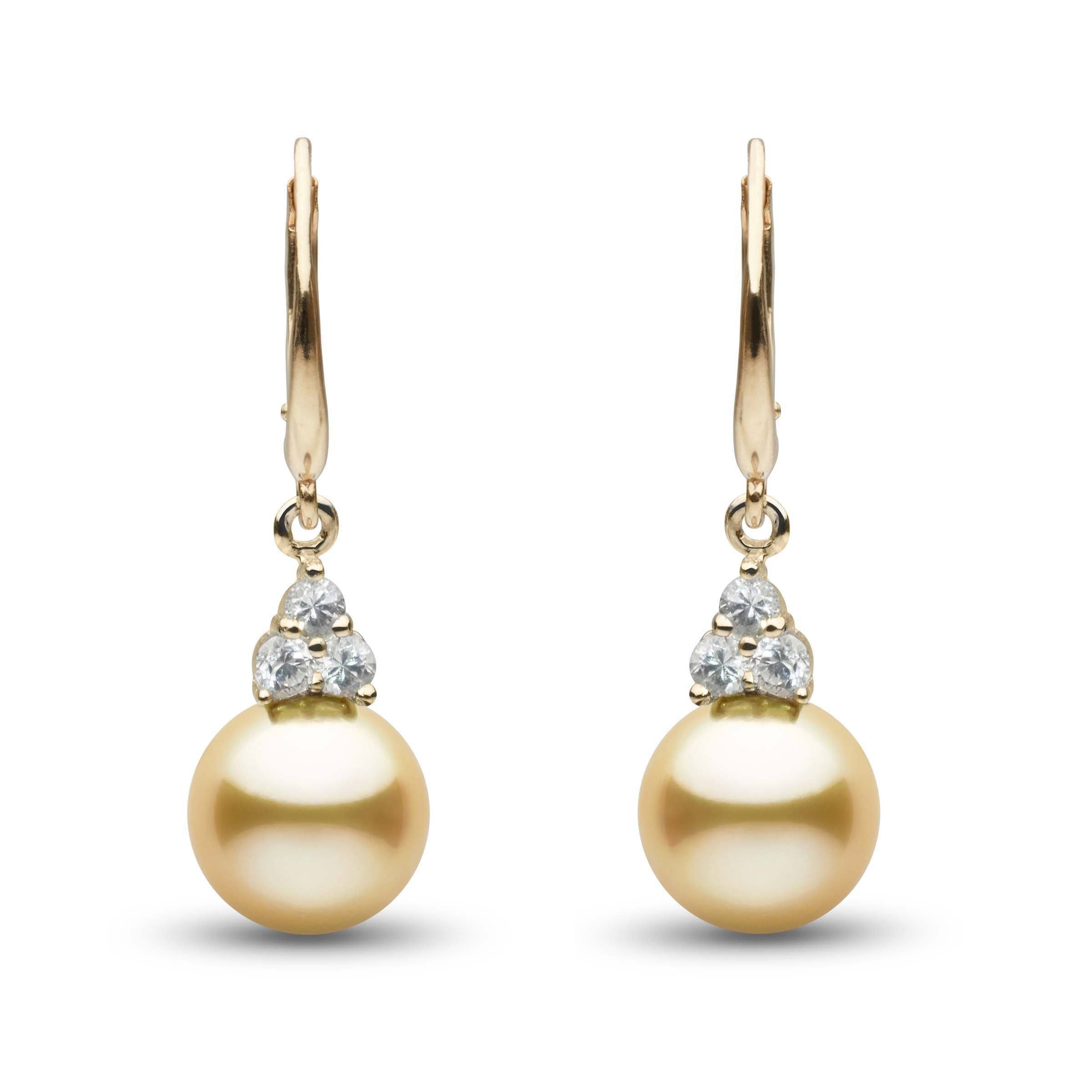 Always Collection Golden South Sea 9.0-10.0 mm Pearl and Diamond Earrings