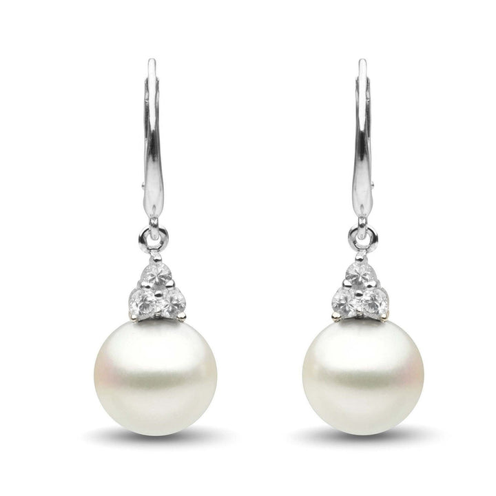 Always Collection White South Sea 10.0-11.0 mm Pearl and Diamond Earrings wg