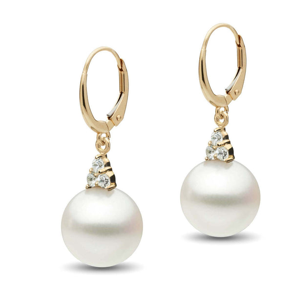Always Collection White South Sea 11.0-12.0 mm Pearl and Diamond Earrings yg
