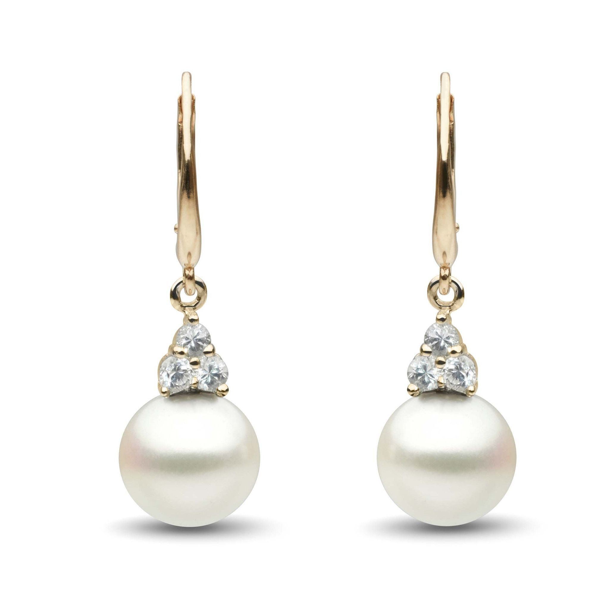 Always Collection White South Sea 9.0-10.0 mm Pearl and Diamond Earrings