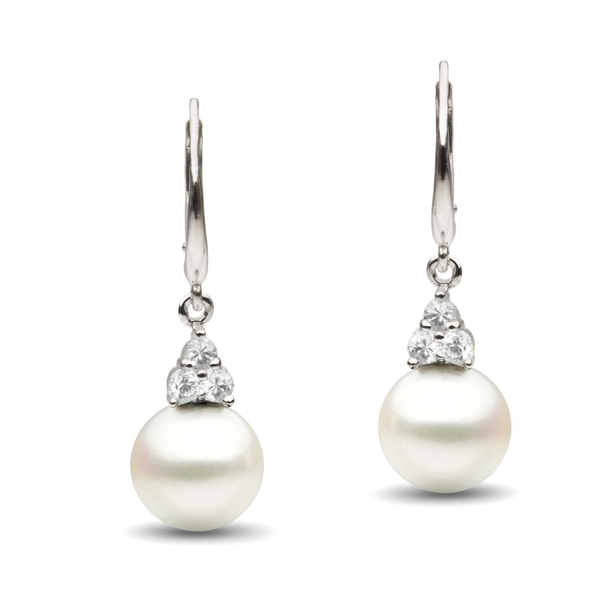 Always Collection White South Sea 9.0-10.0 mm Pearl and Diamond Earrings