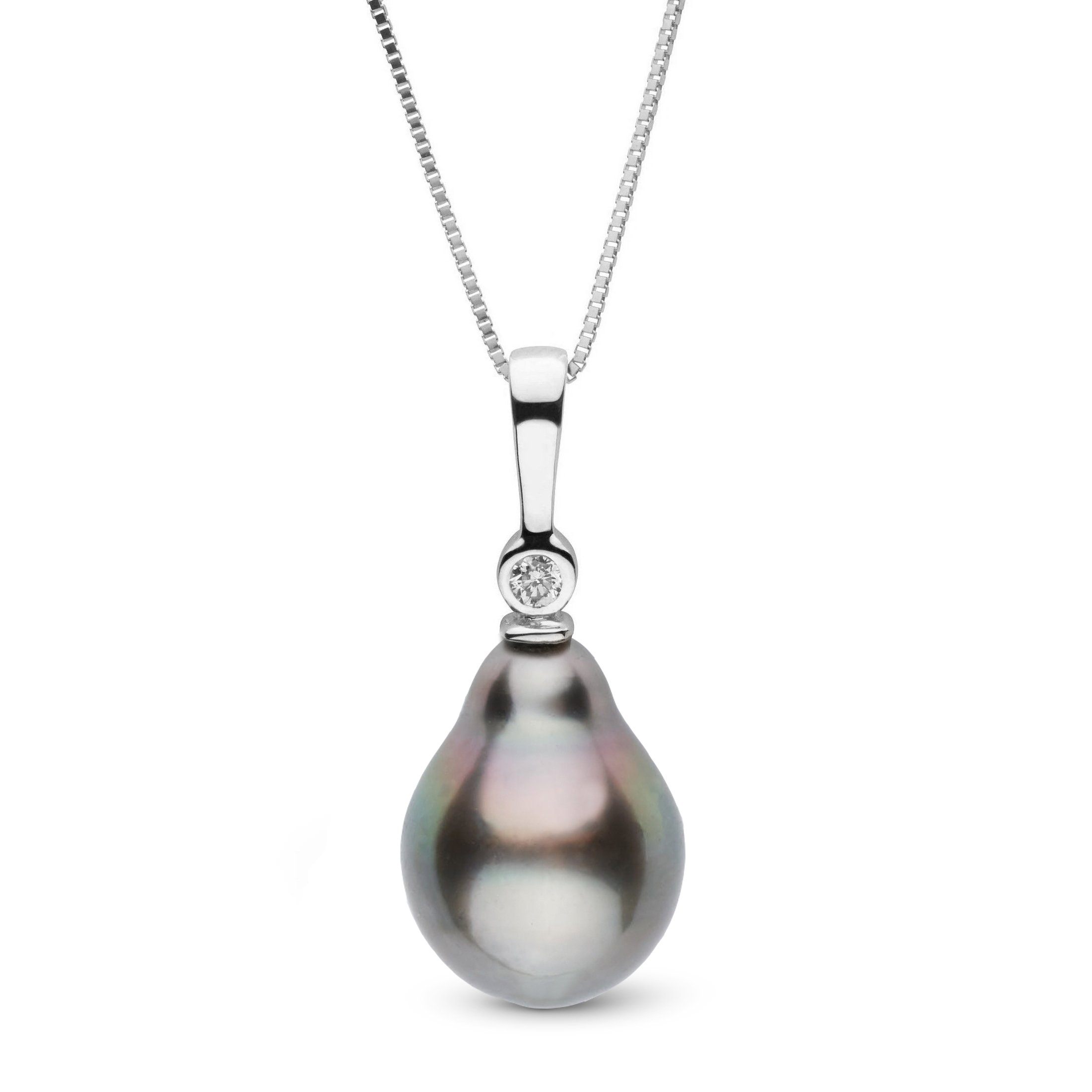 Aspire Collection 11.0-12.0 mm Drop Tahitian Pearl & Diamond Pendant