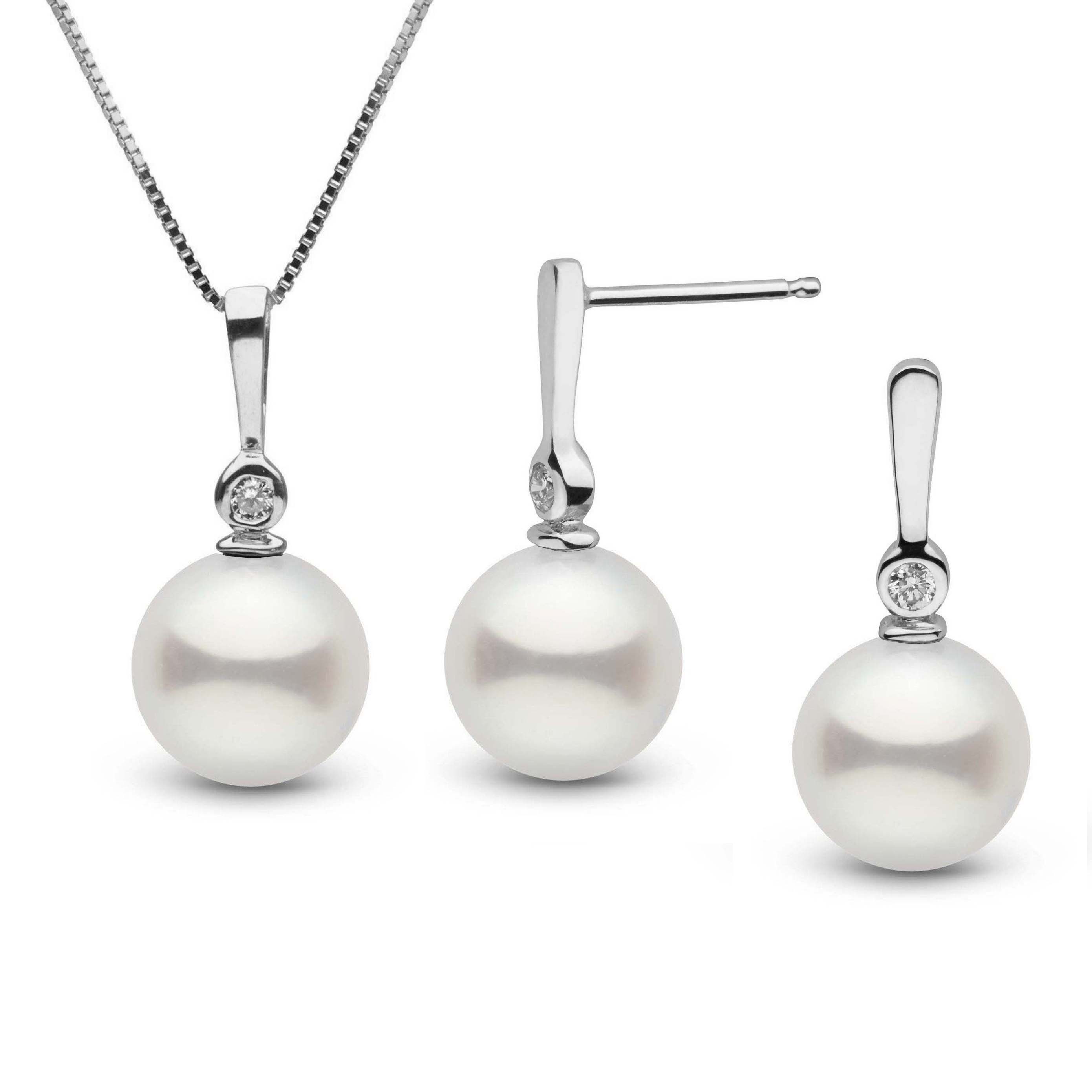 Aspire Collection Freshadama Pearl and Diamond Pendant and Earrings Set