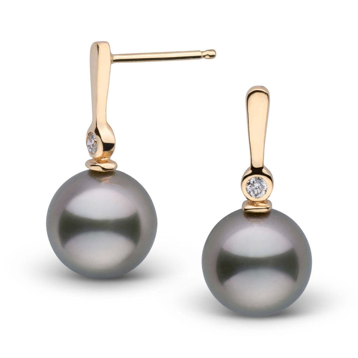 Aspire Collection 8.0-9.0 mm Tahitian Pearl and Diamond Earrings yg