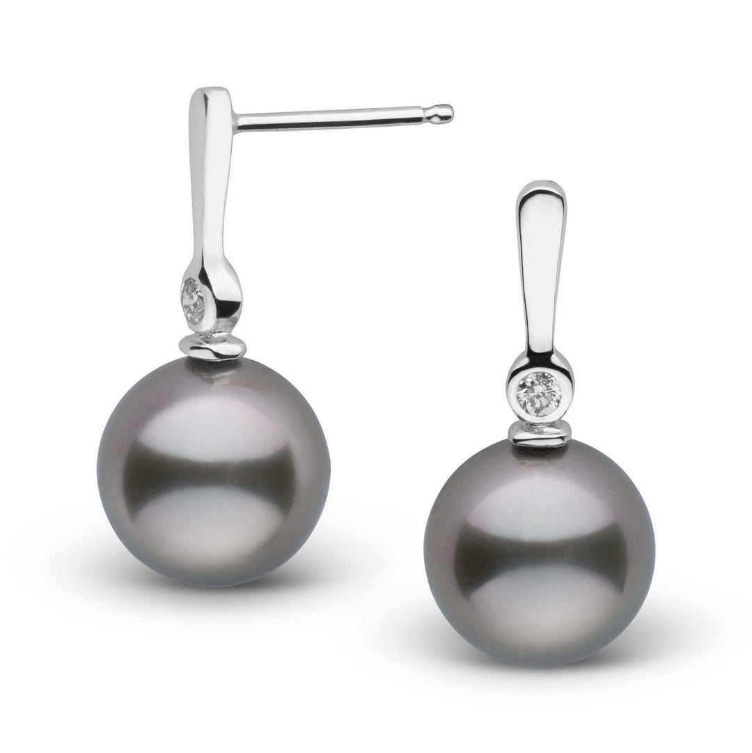 Aspire Collection 8.0-9.0 mm Tahitian Pearl and Diamond Earrings wg