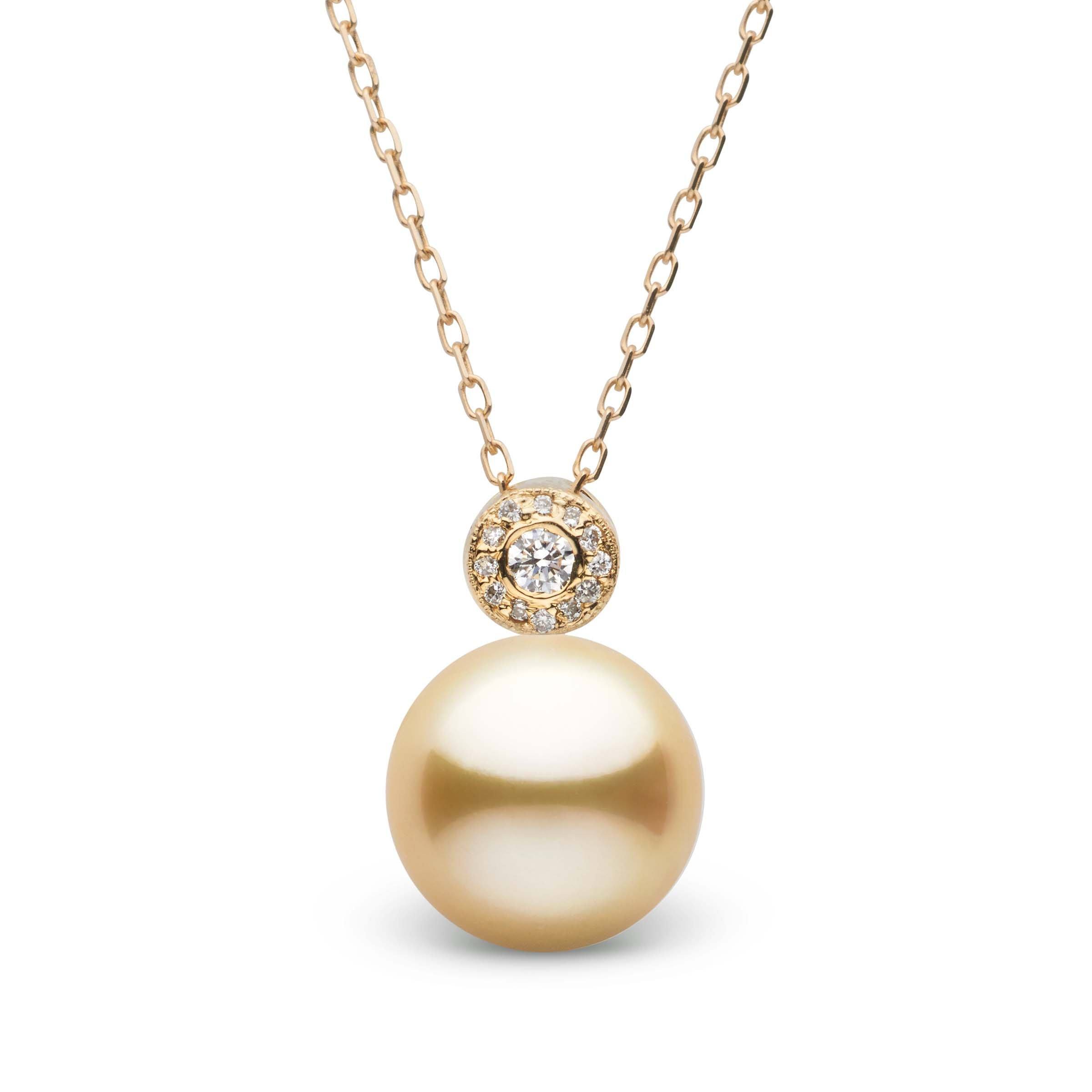 Aura Collection Golden 10.0-11.0 mm South Sea Pearl and Diamond Pendant