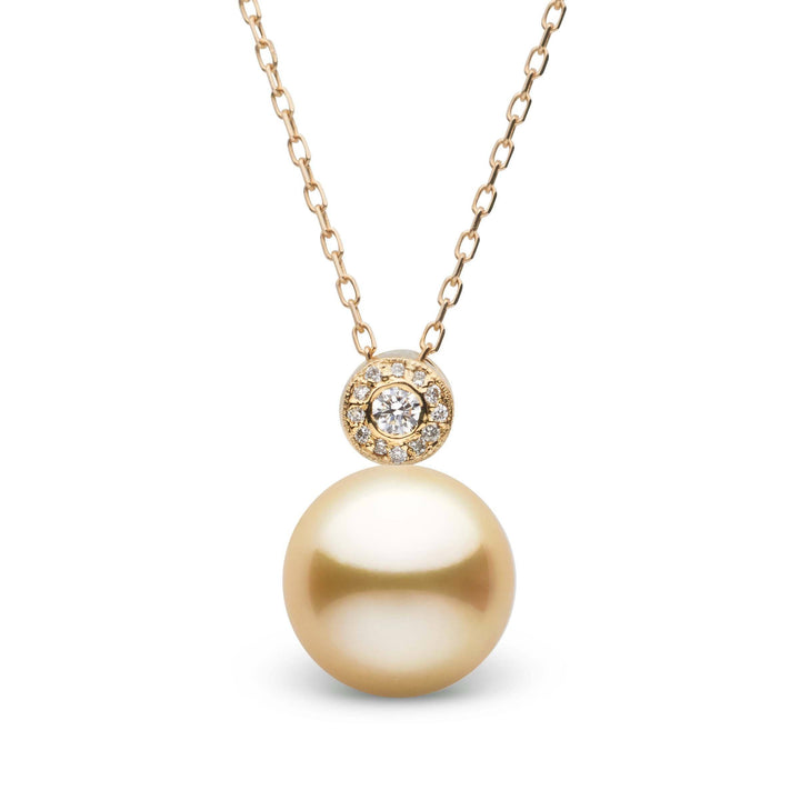 Aura Collection Golden 10.0-11.0 mm South Sea Pearl and Diamond Pendant