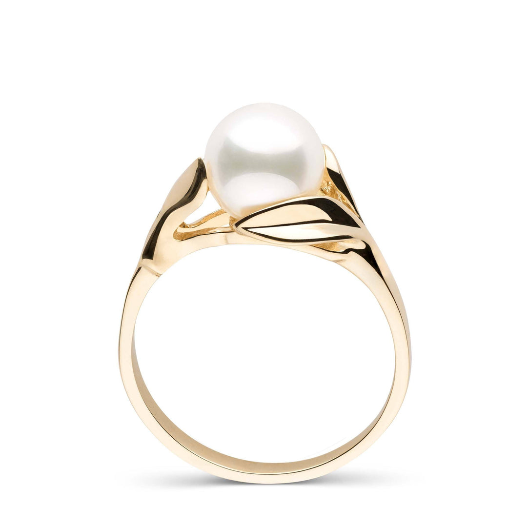 Blossom Collection Akoya Pearl Ring yellow gold front
