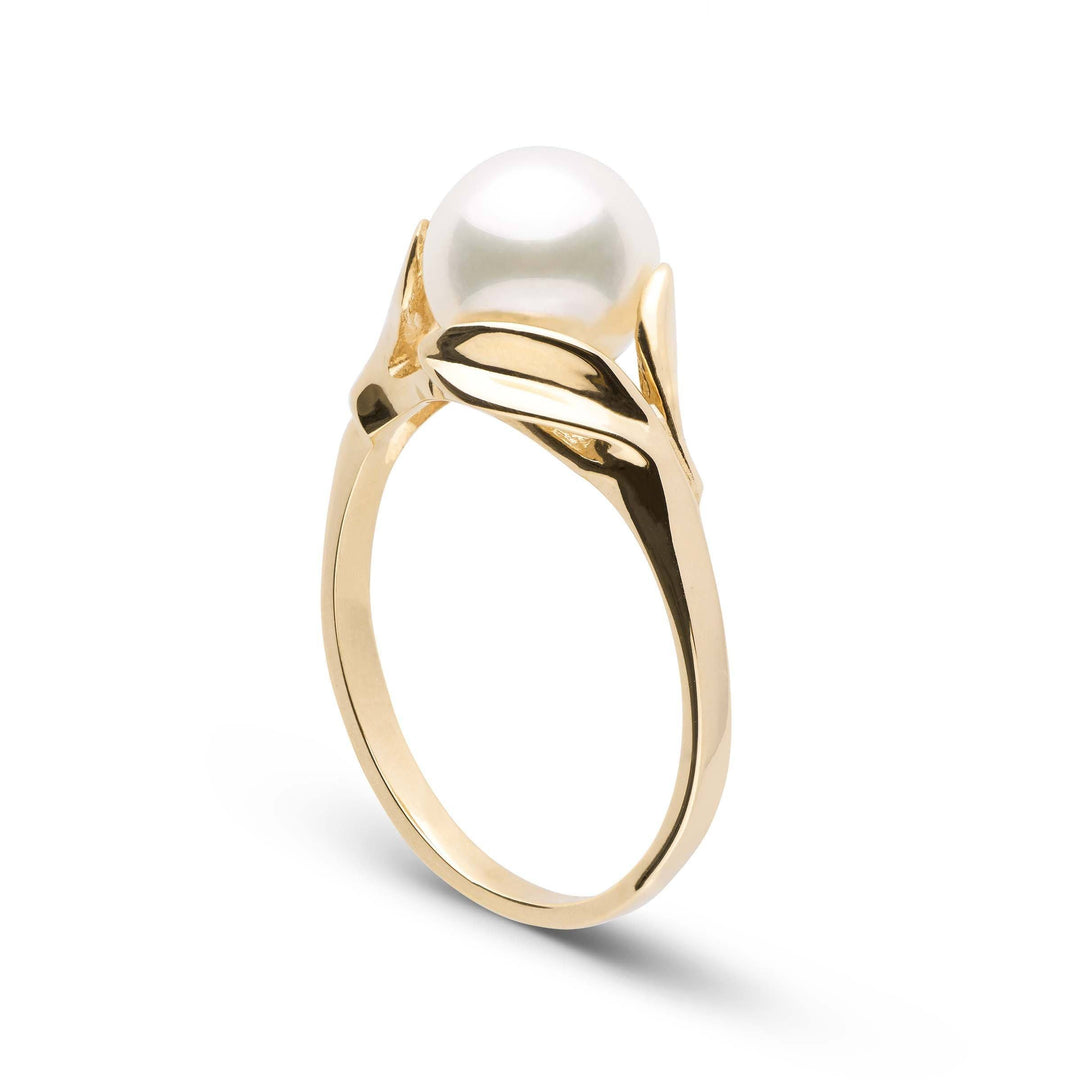 Blossom Collection Akoya Pearl Ring Yellow gold side