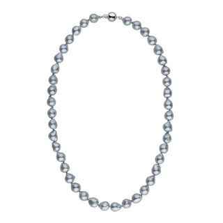 7.0-7.5 mm Silver-Blue Akoya Baroque Pearl Necklace White Gold
