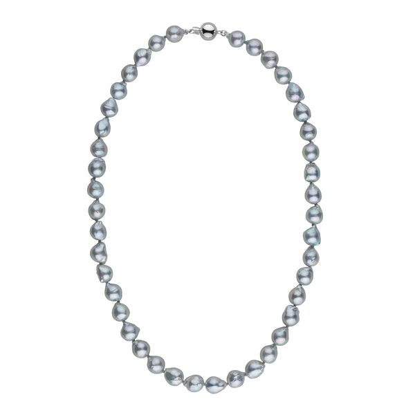 7.0-7.5 mm Silver-Blue Akoya Baroque Pearl Necklace White Gold