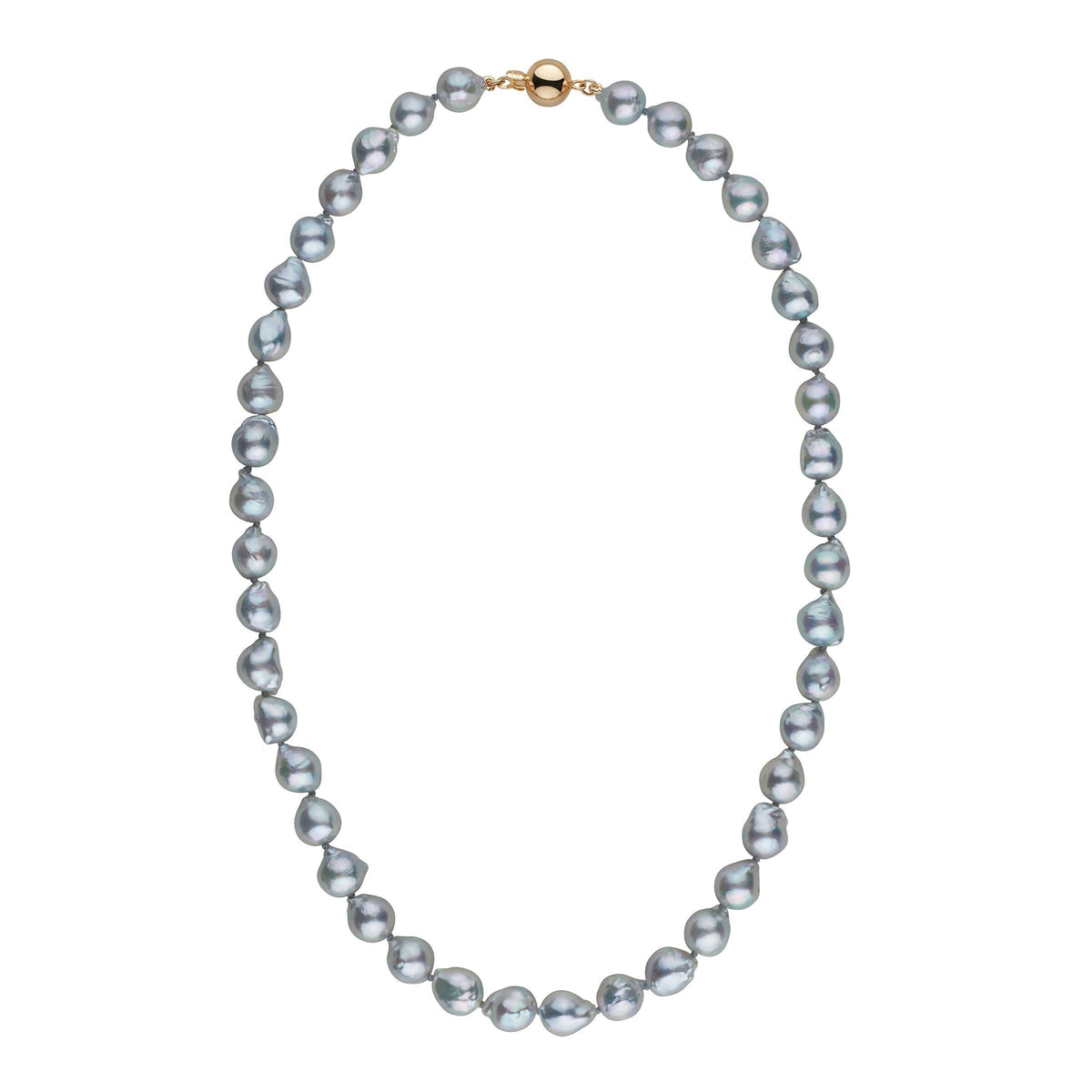 Products 7.0-7.5 mm 18 Inch Silver-Blue Akoya Baroque Pearl Necklace Yellow Gold